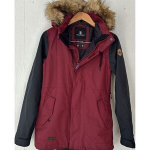Volcom Fawn Insulated Snowboard Jacket, Womens' Extra Small/XS, Scarlet EUC